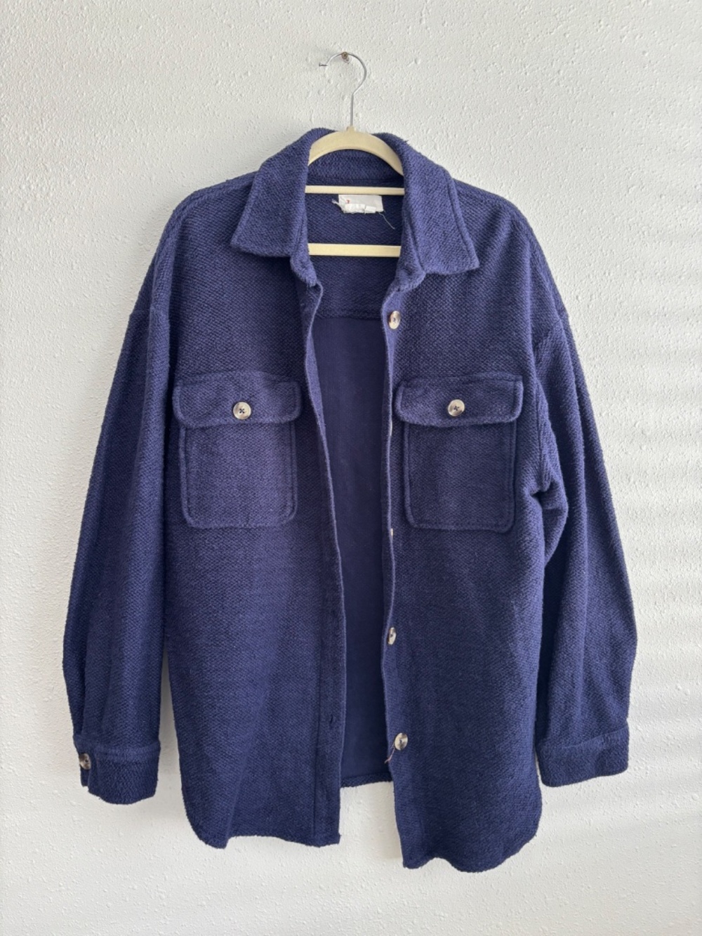 Anthropologie Navy Blue Knit Heavy Textured Shacket